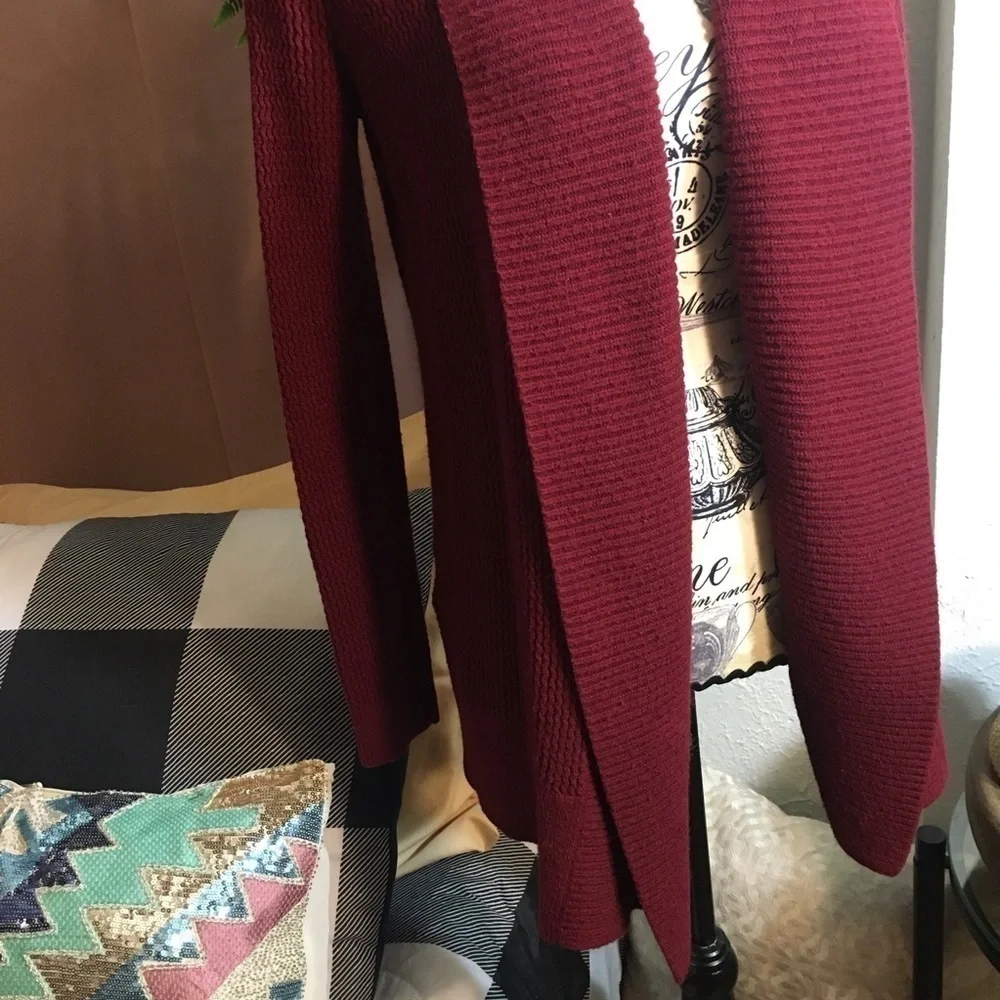 LOFT fold over neckline long open front cardigan